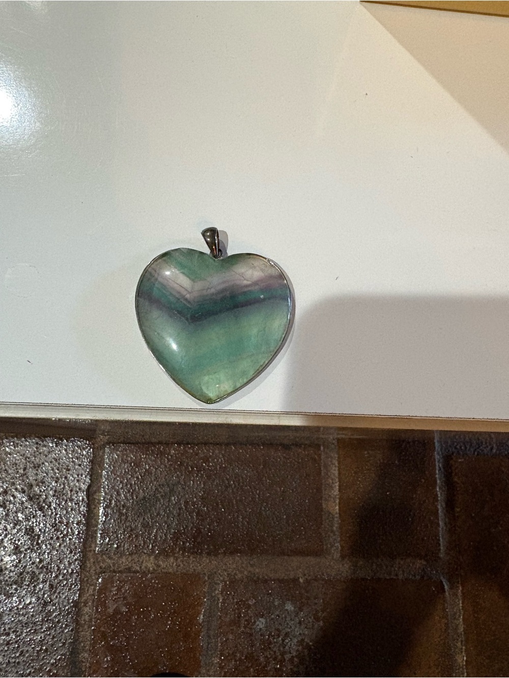 Heart-Shaped Green Fluorite Pendant - Elegant Home Accent set in silver no chain